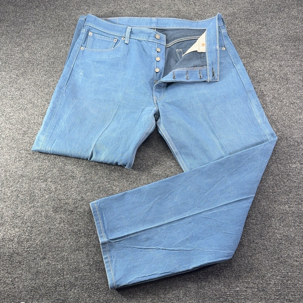 Levi's 501 Rigid Shrink To Fit Jeans W38 L30 Blue Button Fly 100% Cotton